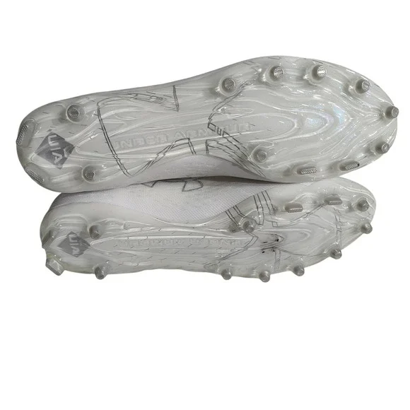 Under Armour Spotlight Mens White Silver Football Cleats Mid Top Size 12